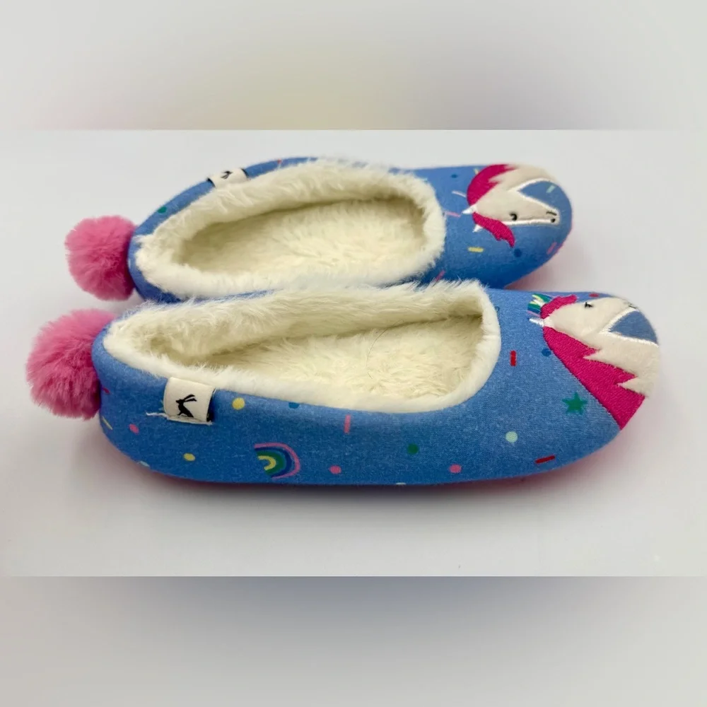 Joules Dreamer Slippers with Pony and Pink Pom Poms